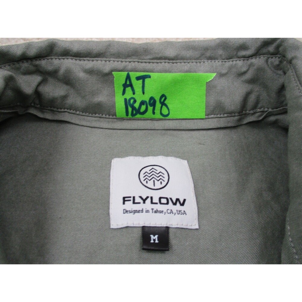 Flylow Shirt Adult Medium M Green Cotton Long Sleeve Casual Button Up Mens - Picture 5 of 11